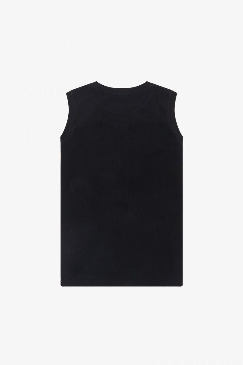 Black Fred Perry Sleeveless Ringer Women's T Shirts | PH 2044DFMN